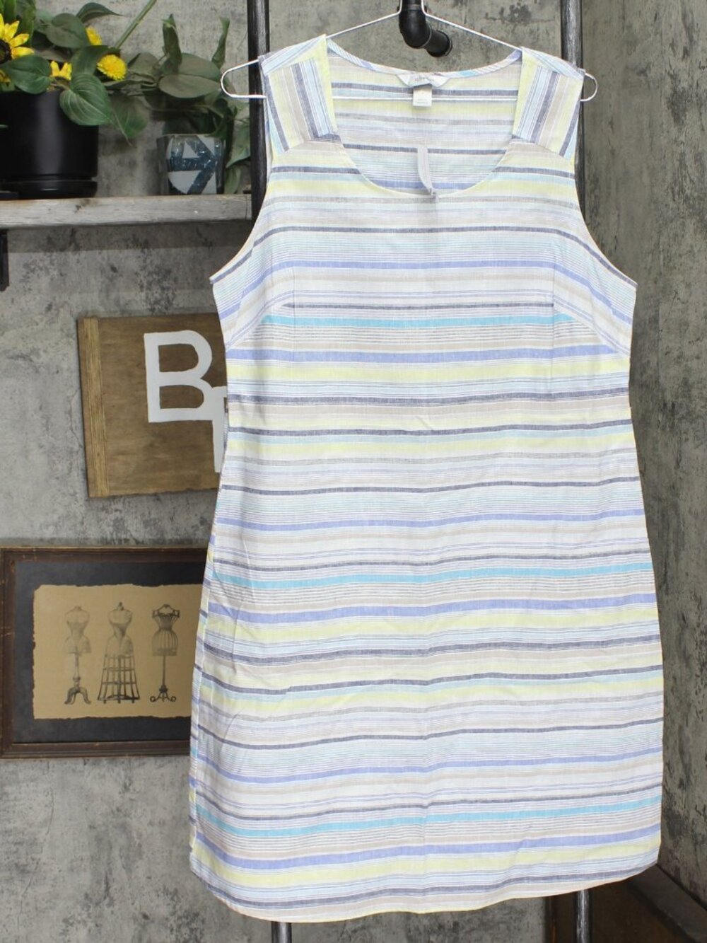 Cj Banks Unlined Linen Blend Woven Sleeveless Midi Dress 4870 X